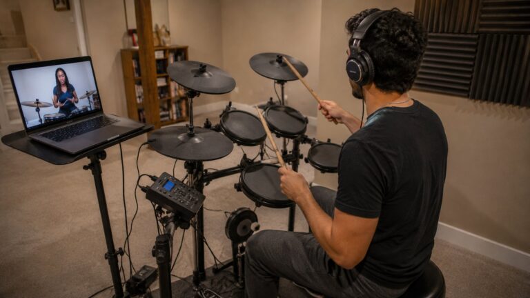 Online Drum Lessons: How They Actually Work (Even Without an Acoustic Kit)